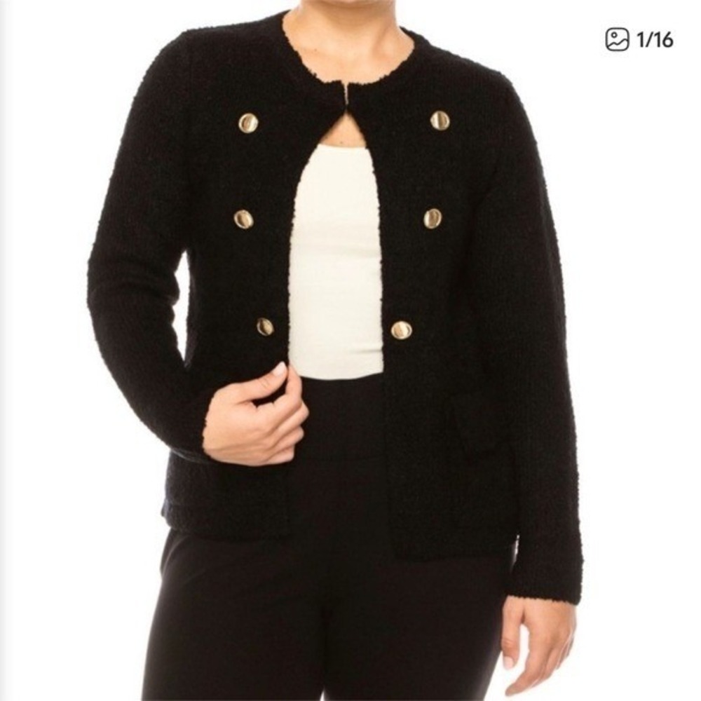 Sioni Brand Black Single Button Closure OpenFront Sweater‎ Cardigan Size M